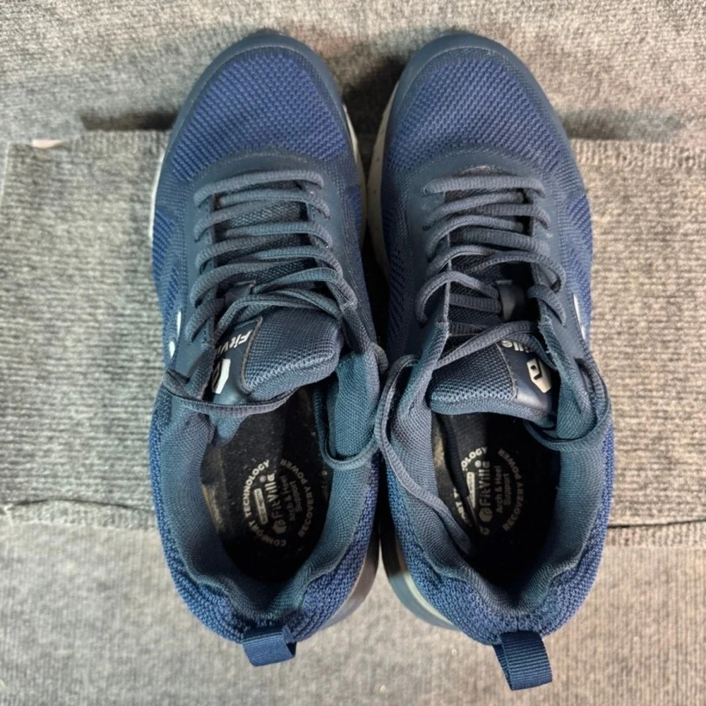 FitVille Rebound Core Navy Blue Grey Mesh Athletic Running Shoes Mens 10EW